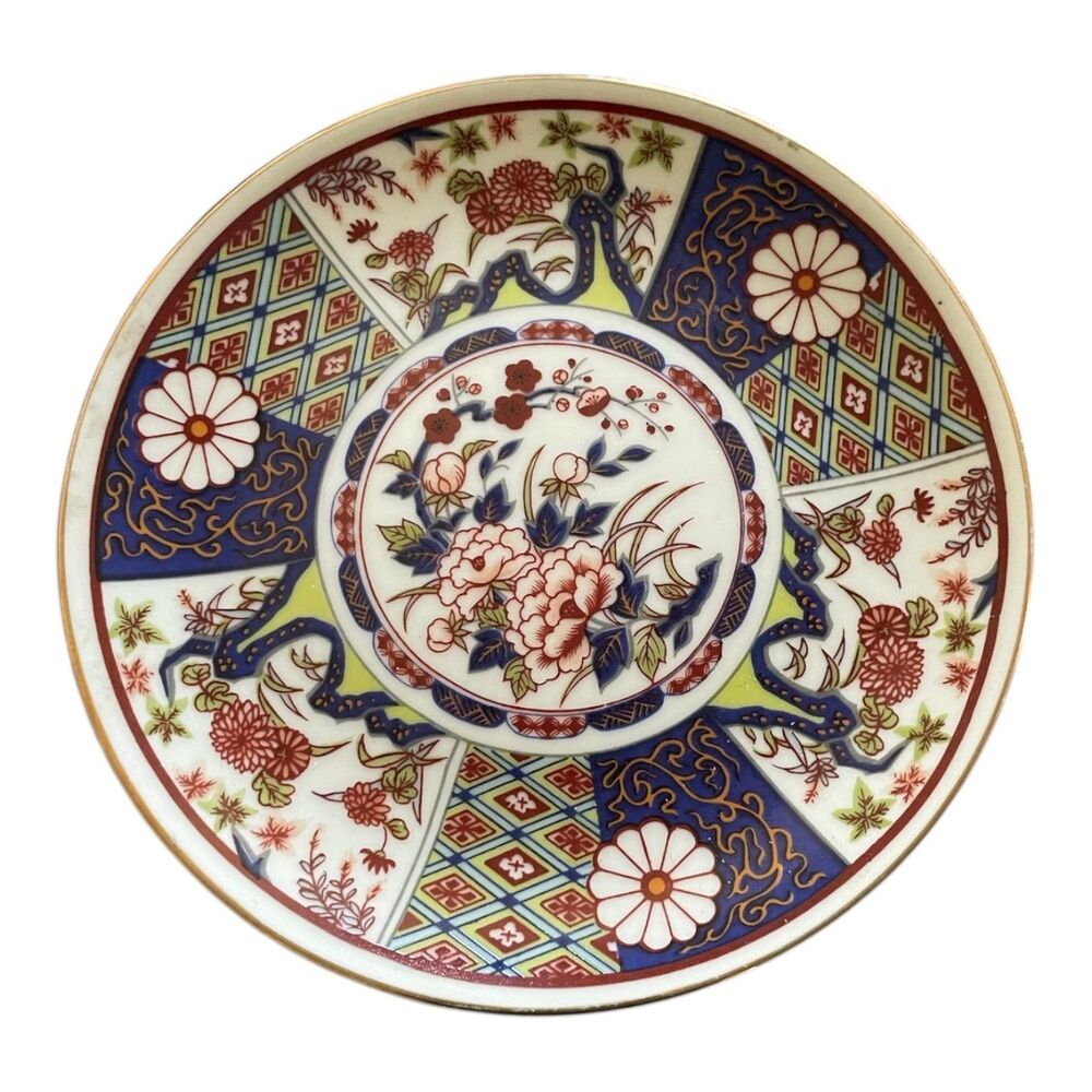 Vintage 1980s Japanese Imari Porcelain Decorative Plate 6.5" Grandmillennial